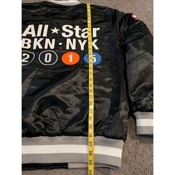 2015 Starter NBA All Star Game Brooklyn Quilted Black Satin Jacket Men's Medium - Picture 6 of 7